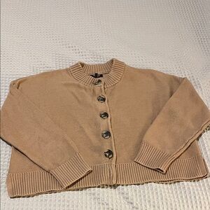 Quince Tan Women's Crop Cardigan Sweater